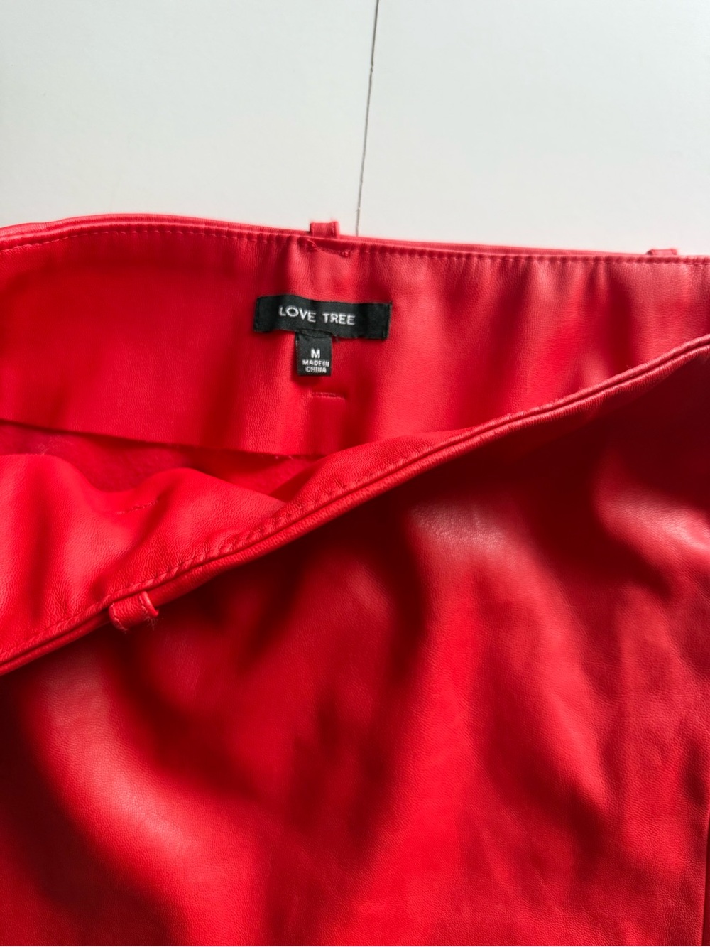 Love Tree Bold Red Faux Leather Mini Skirt - Picture 2 of 3